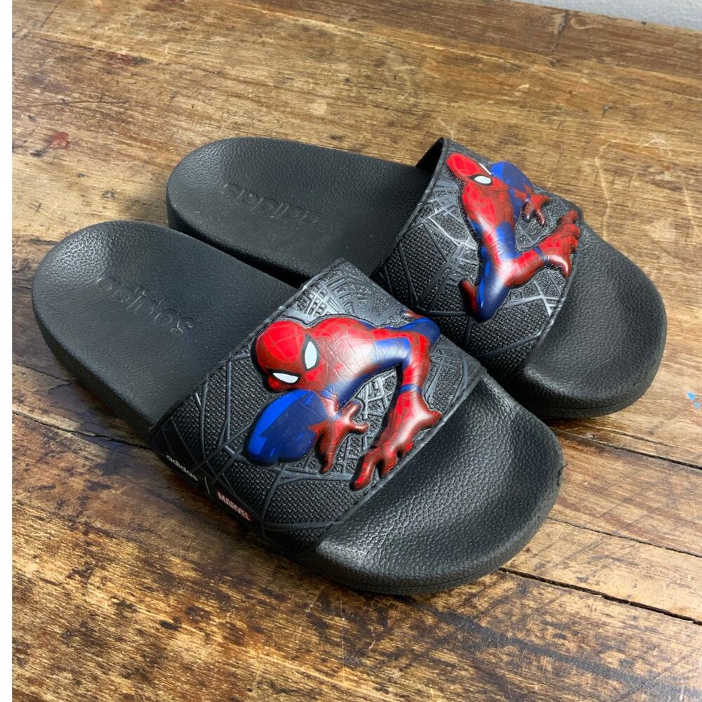 Adidas Marvel Spider-Man Black Slides size‎ 1